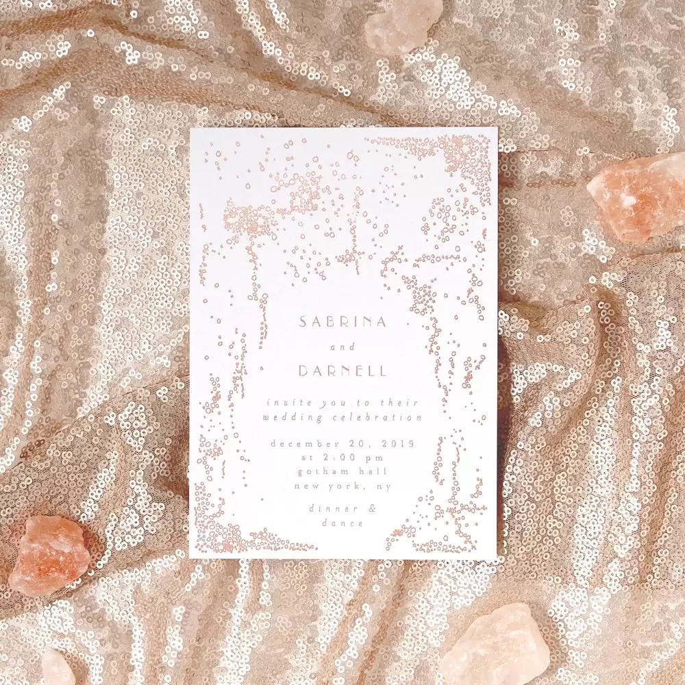 beautiful wedding invitation in new Bubbly Fizz design from For Your Party