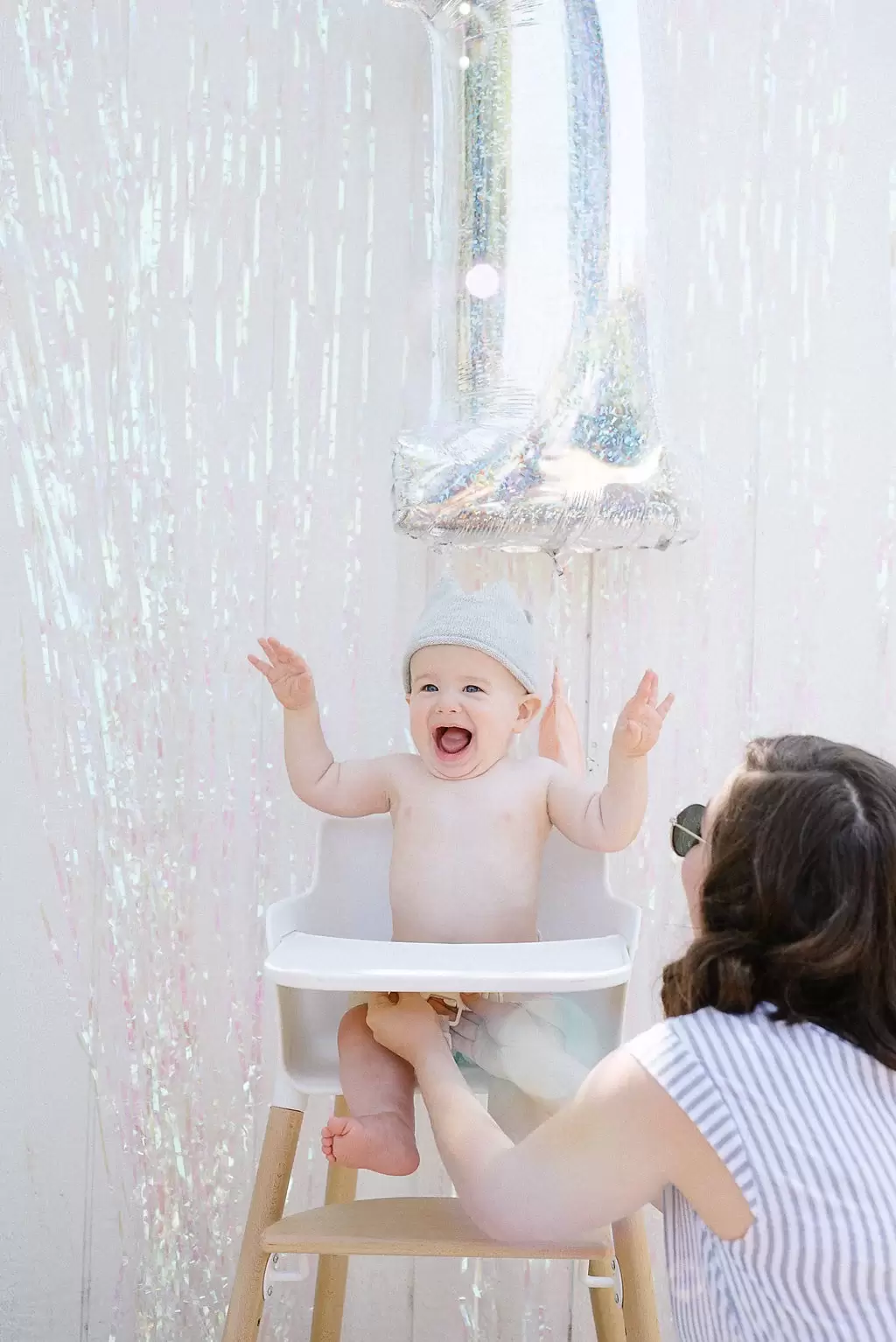 Baby Arlo enjoying his sky themed first birthday party