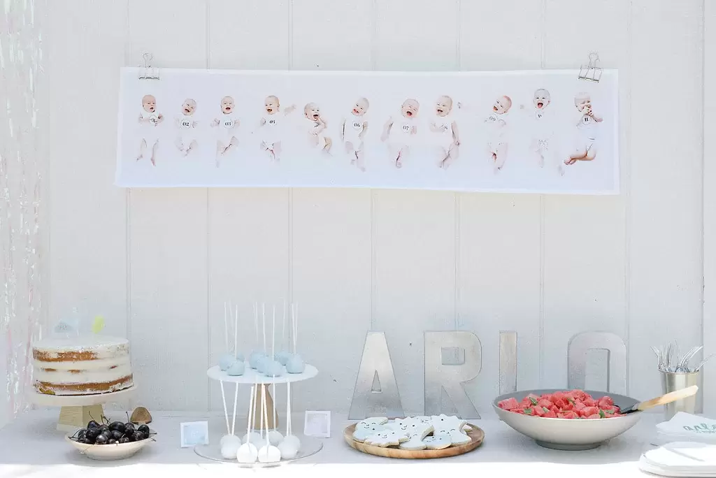 dessert table at sky themed birthday party