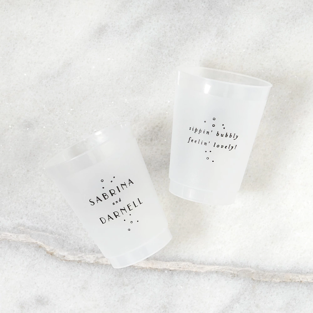 custom designed frost flex cups for your winter wedding