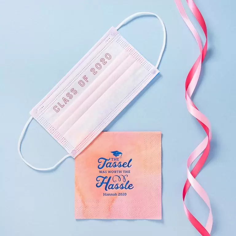 Custom Face Masks and Cocktail Napkins Will Make Graduation Celebrations Extra Special
