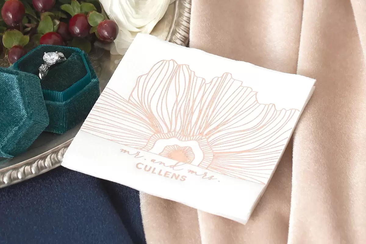 large print cocktail napkins give your florals center stage
