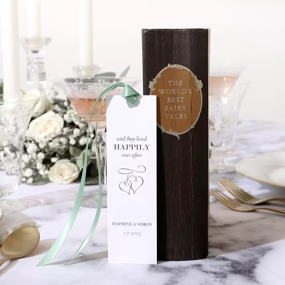 give a unique wedding favor with personalized bookmarks from For Your Party