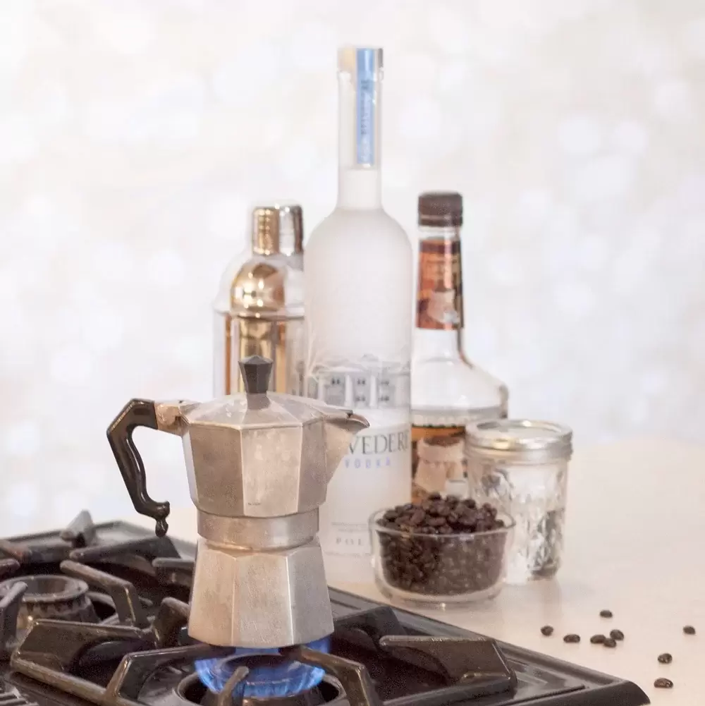 step one for espresso martini recipe 