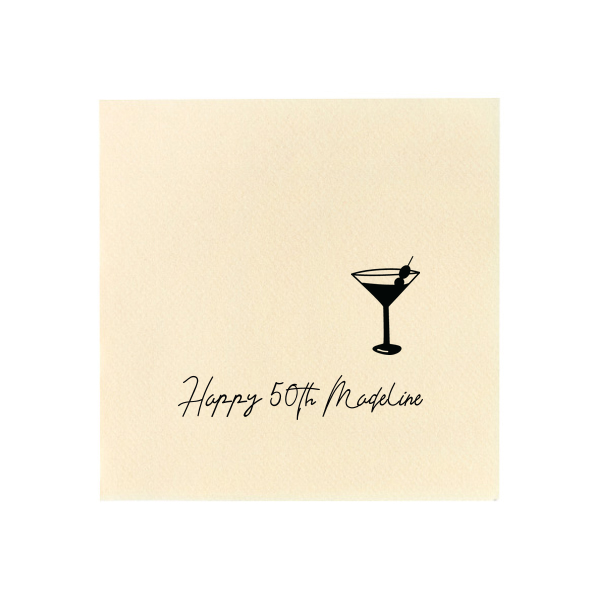 Martini Glass Script Birthday Napkin