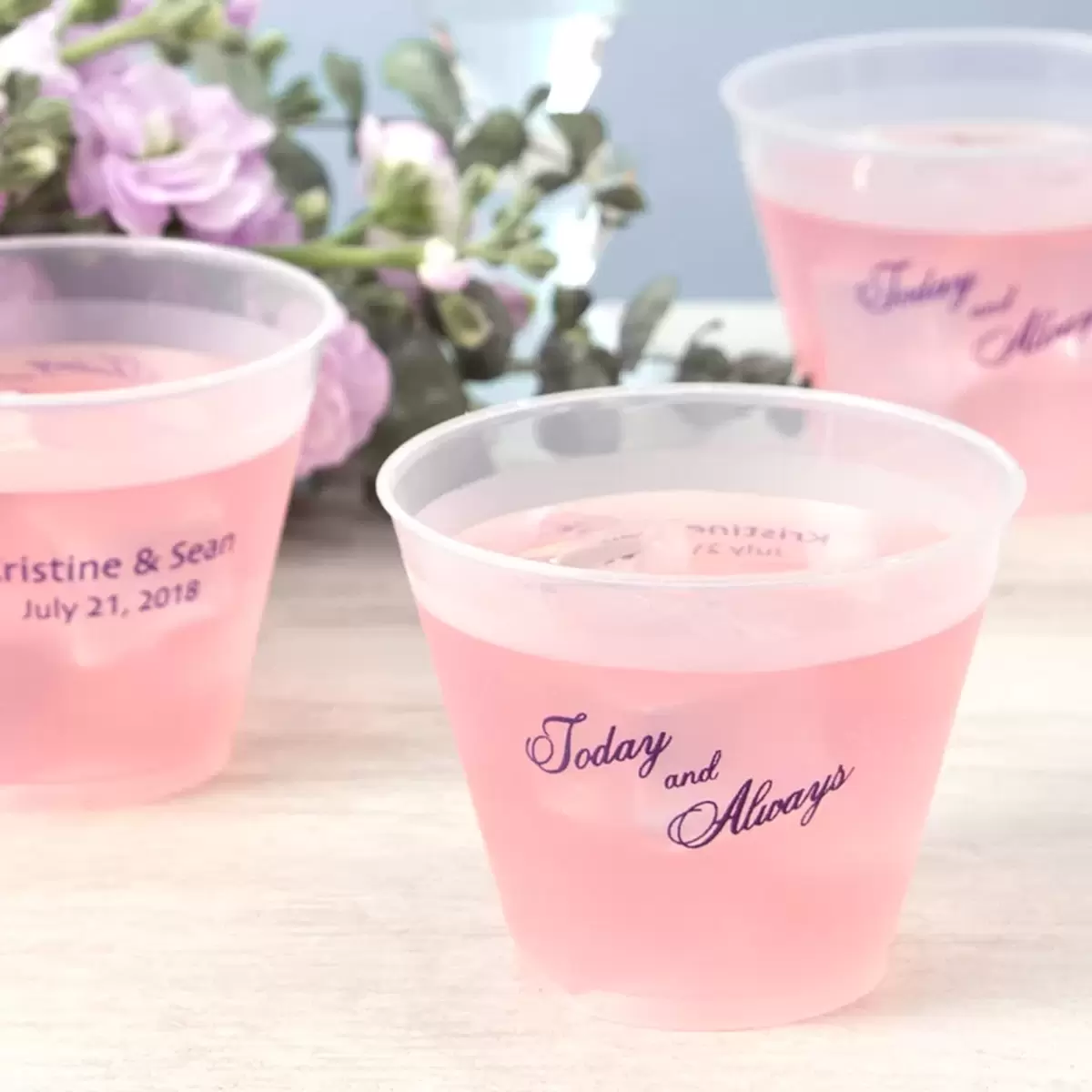frosted plastic wedding wine cups