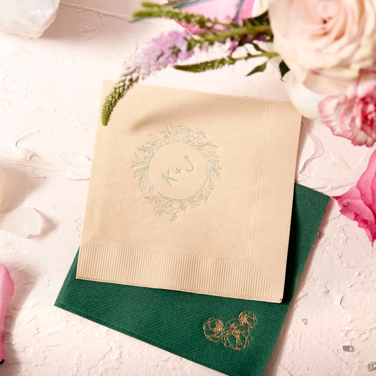 custom designed monogrammed cocktail napkins