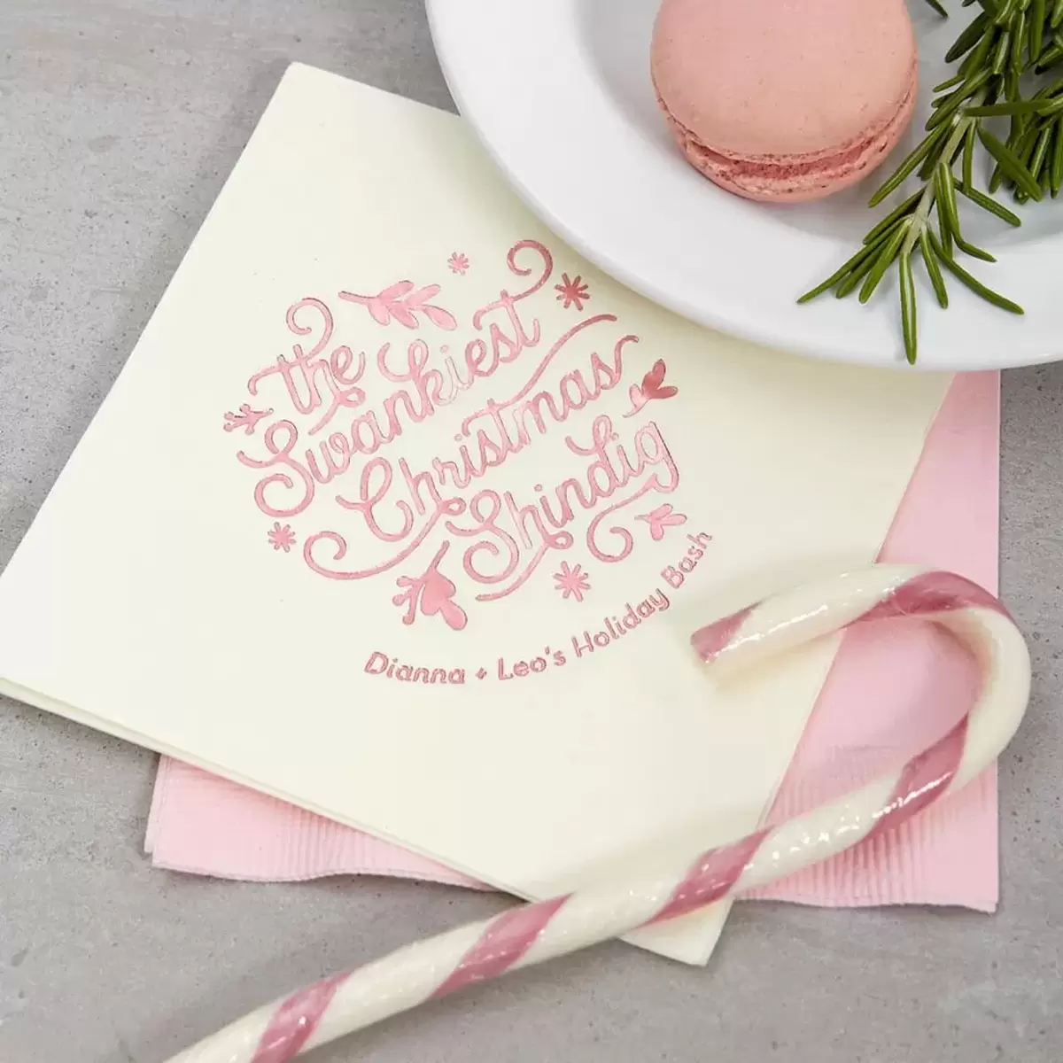 custom designed swanky Christmas shindig cocktail napkin