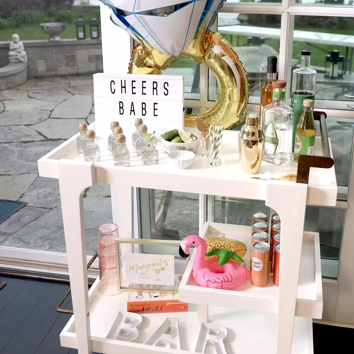 custom curated bachelorette party bar cart