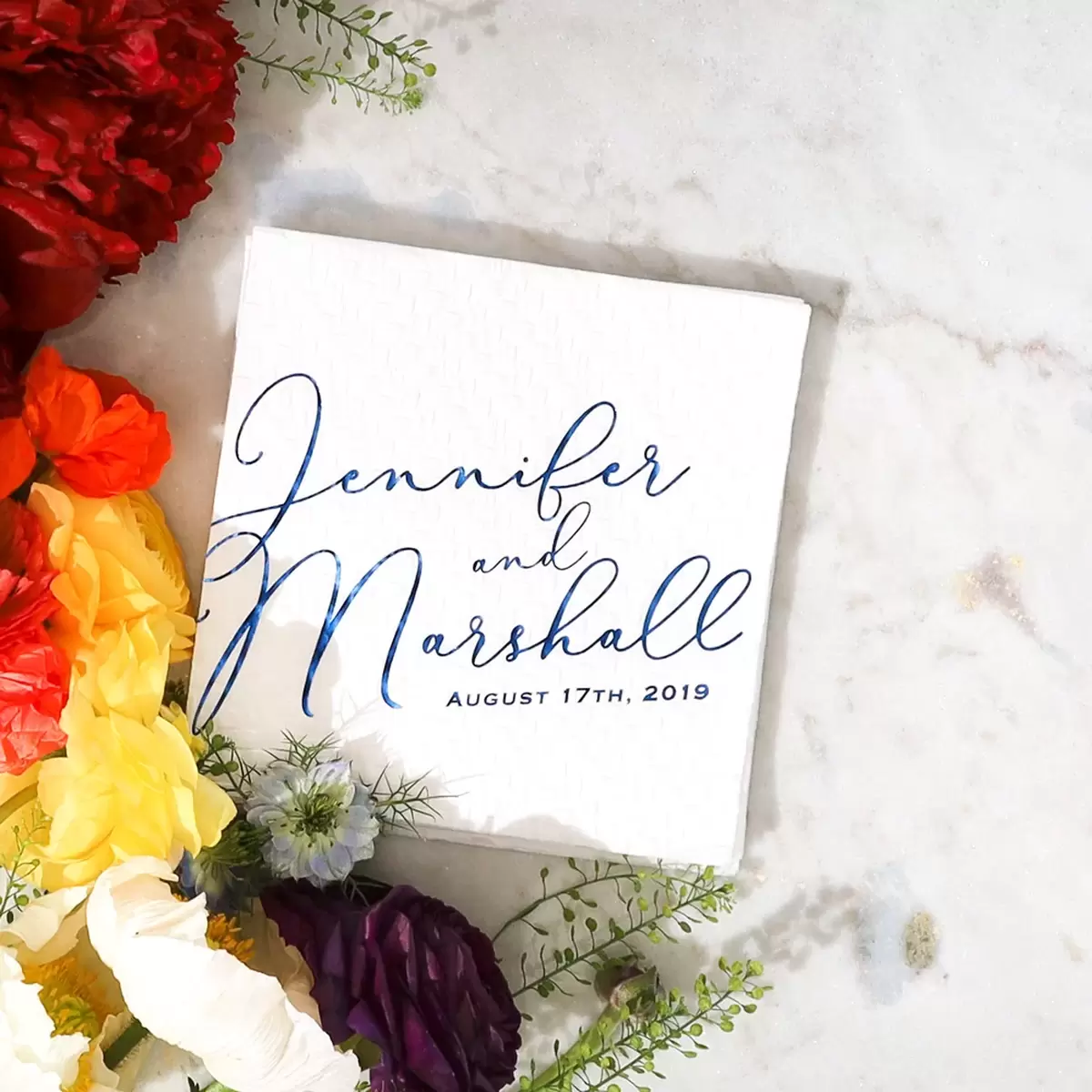 personalized wedding napkins with large custom design