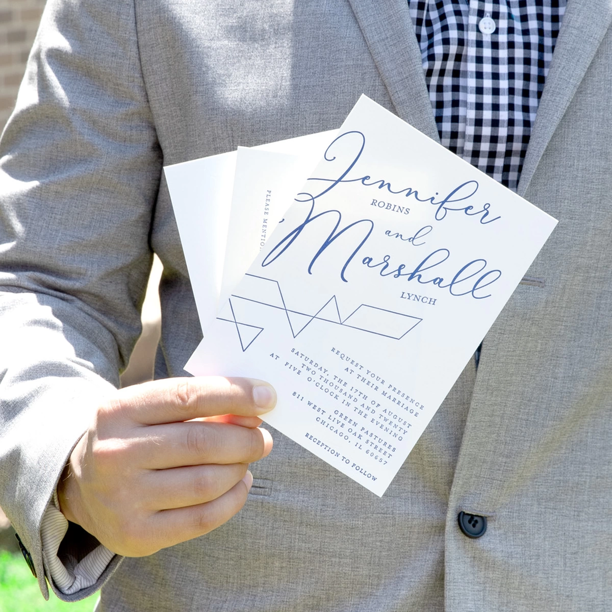 custom designed geometric wedding invitations