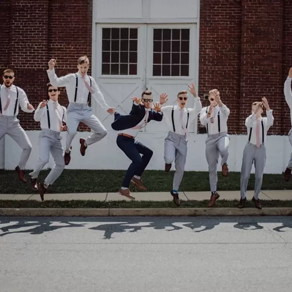 groomsmen jumping wedding photo