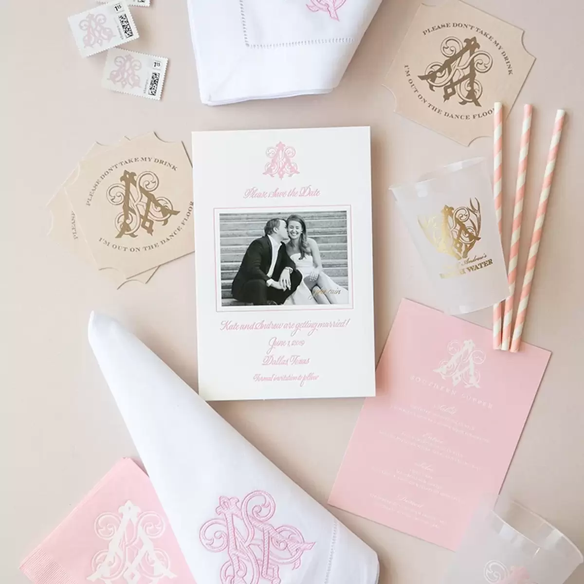 custom wedding accessories for Preppy Pink Luxury wedding