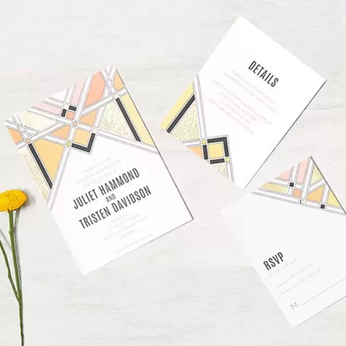 2020 Spring Wedding Art Deco inspired invitations 